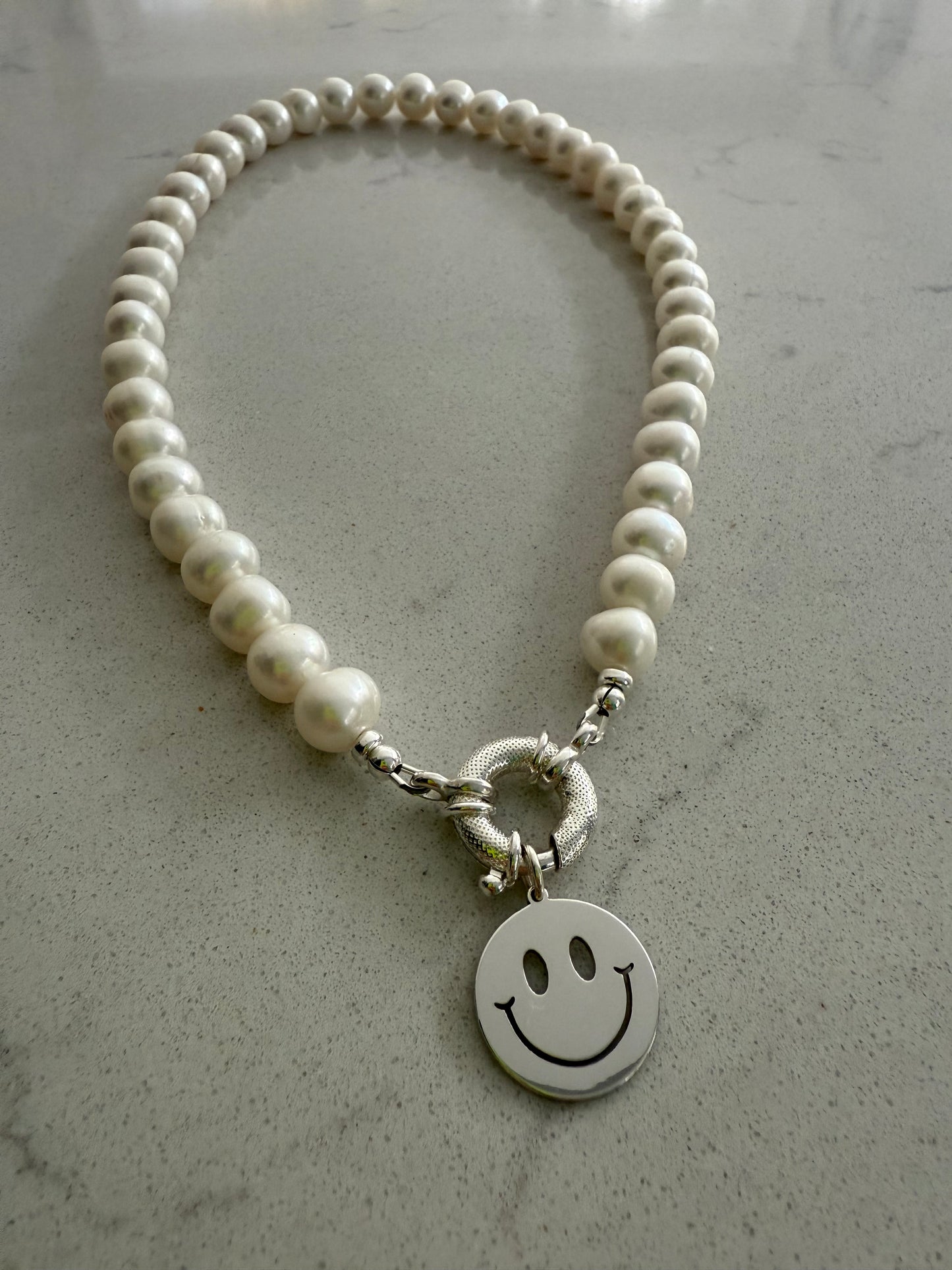 Chunky Pearl Necklace with Jumbo Clasp