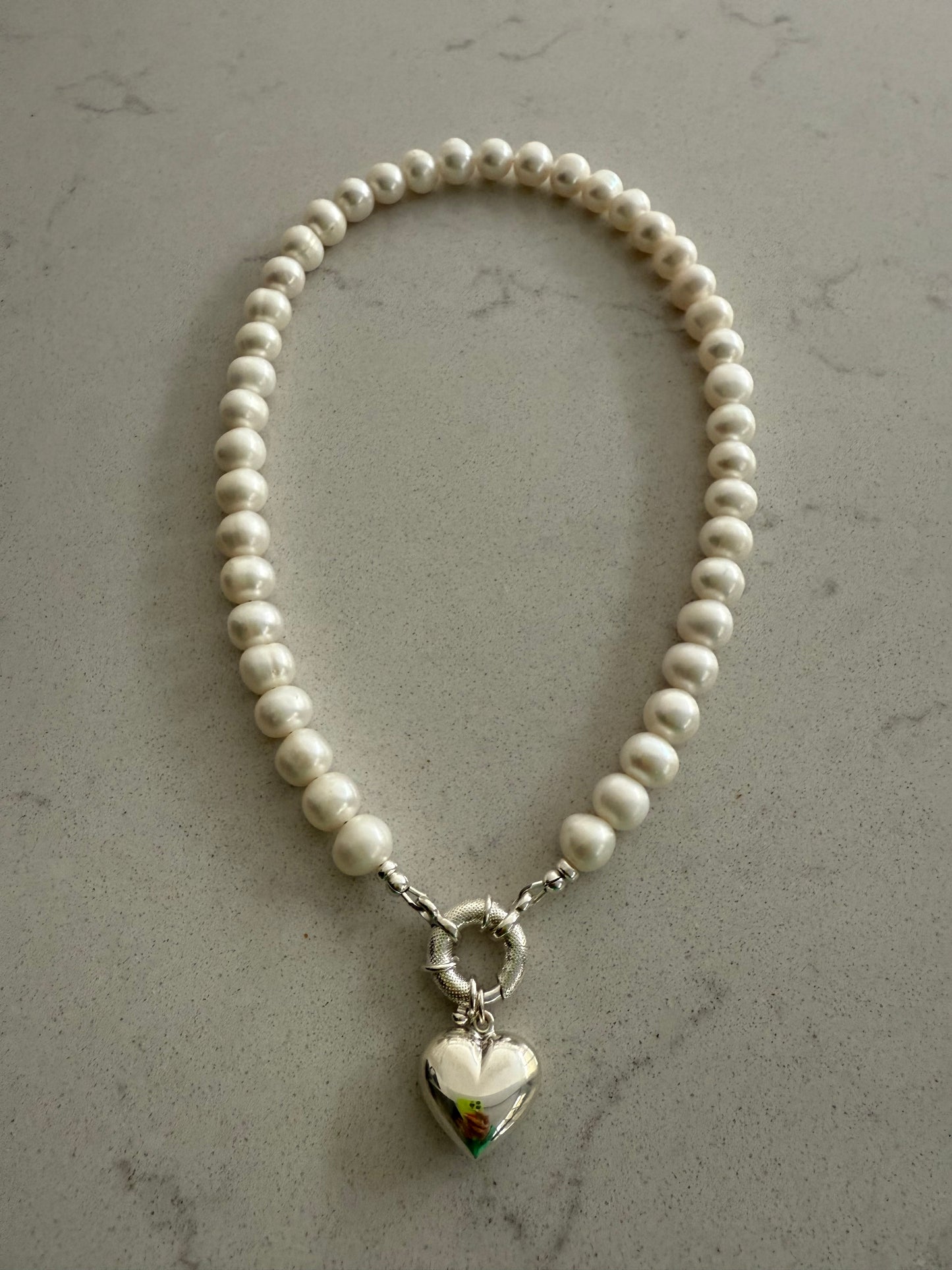 Chunky Pearl Necklace with Jumbo Clasp