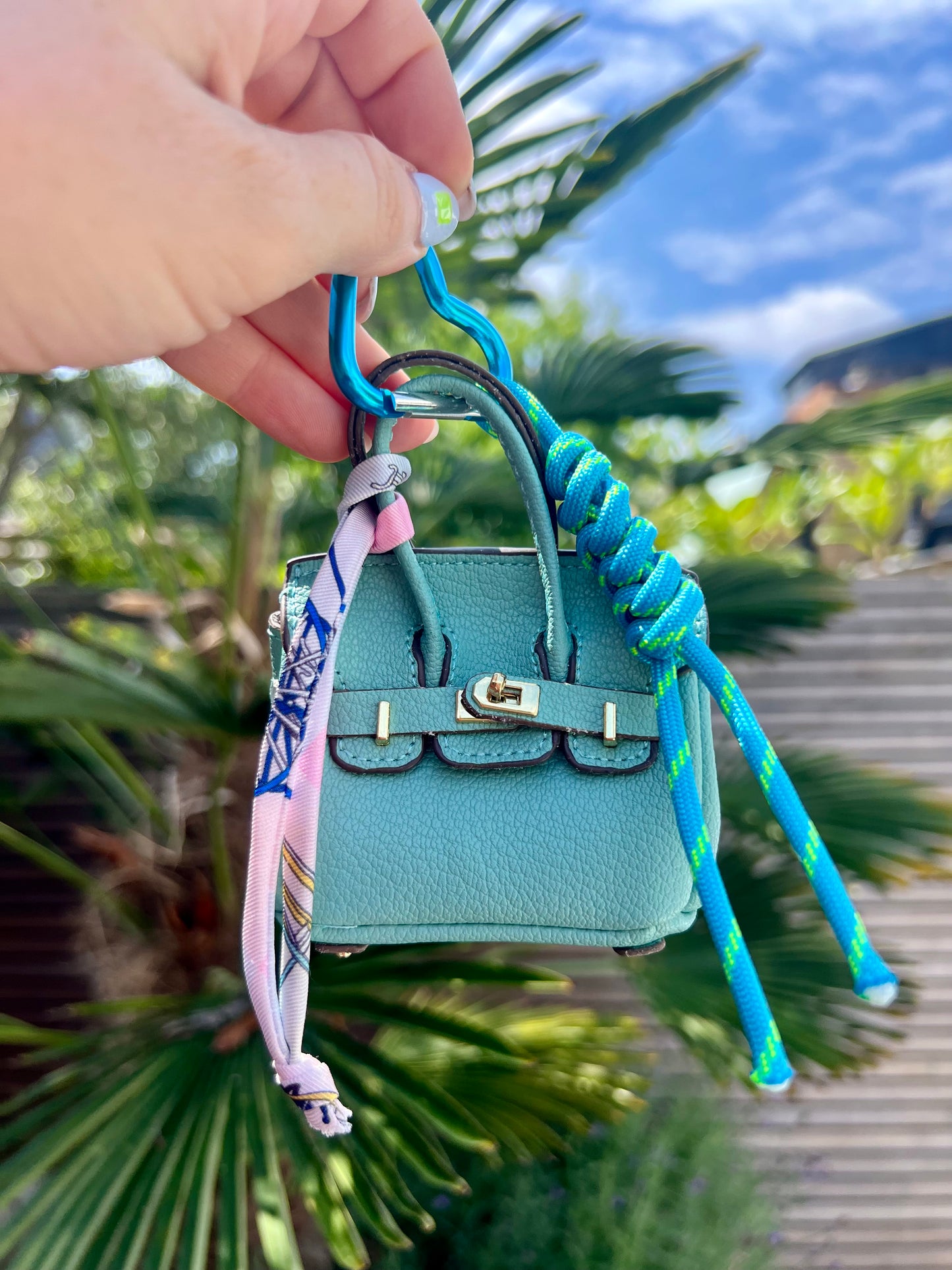 Blue Mini Birkin Bag Charm