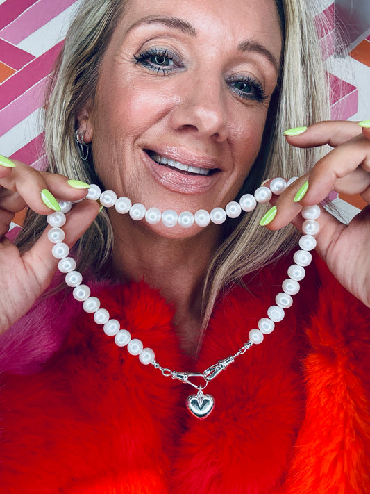 Chunky Pearl Necklace with Double Albert Clasp