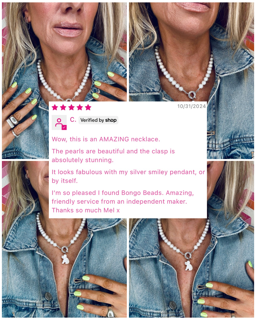 Chunky Pearl Necklace with Jumbo Clasp