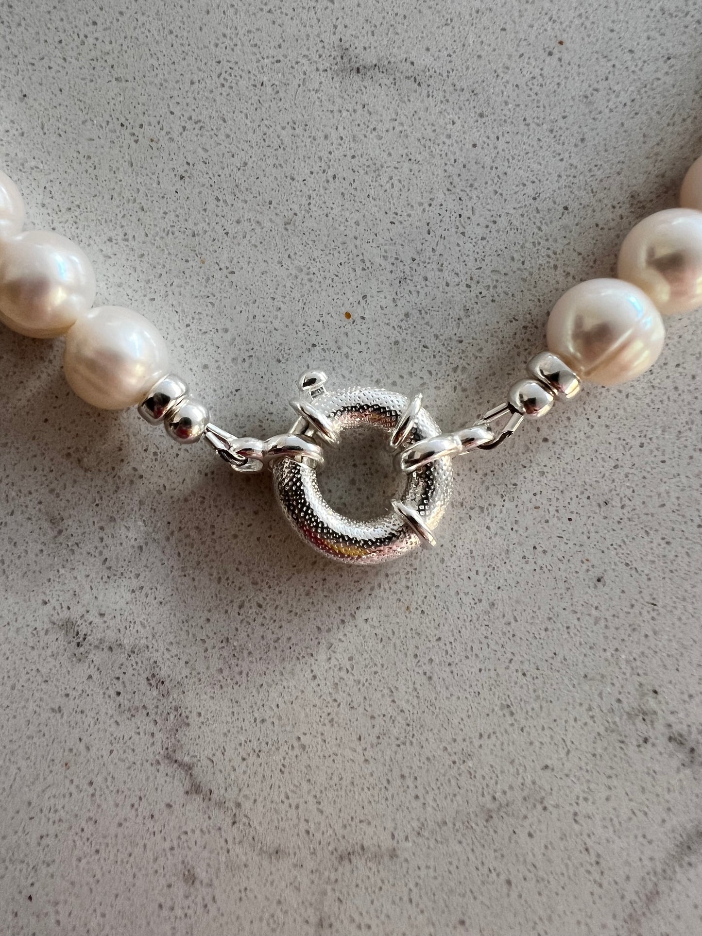 Chunky Pearl Necklace with Jumbo Clasp