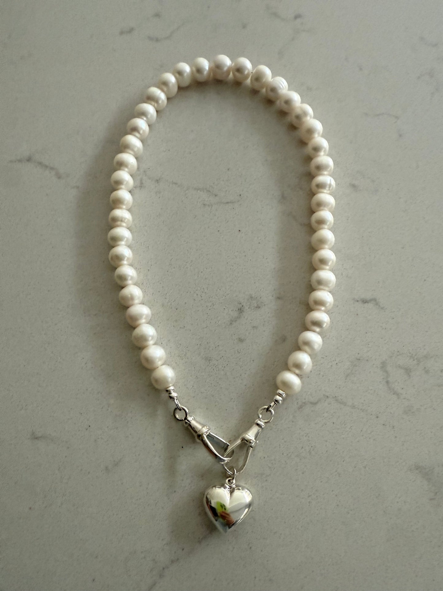 Chunky Pearl Necklace with Double Albert Clasp
