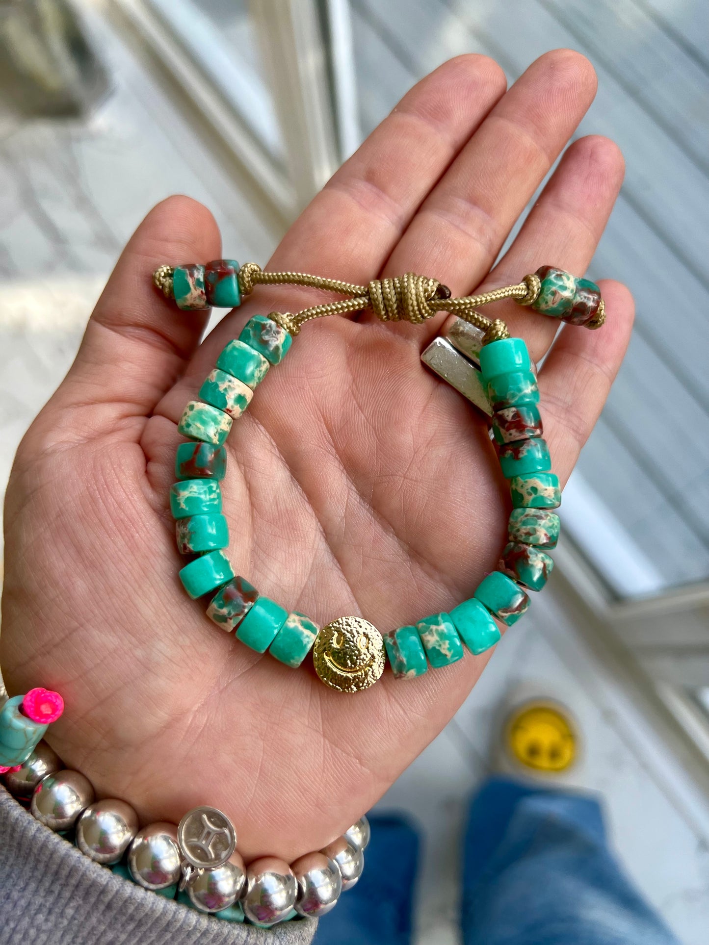 Gold Smiley Gemstone Bracelet