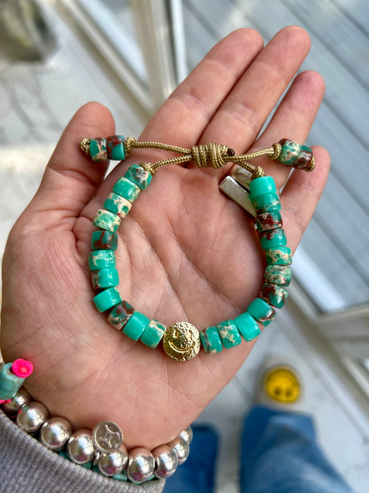 Gold Smiley Gemstone Bracelet