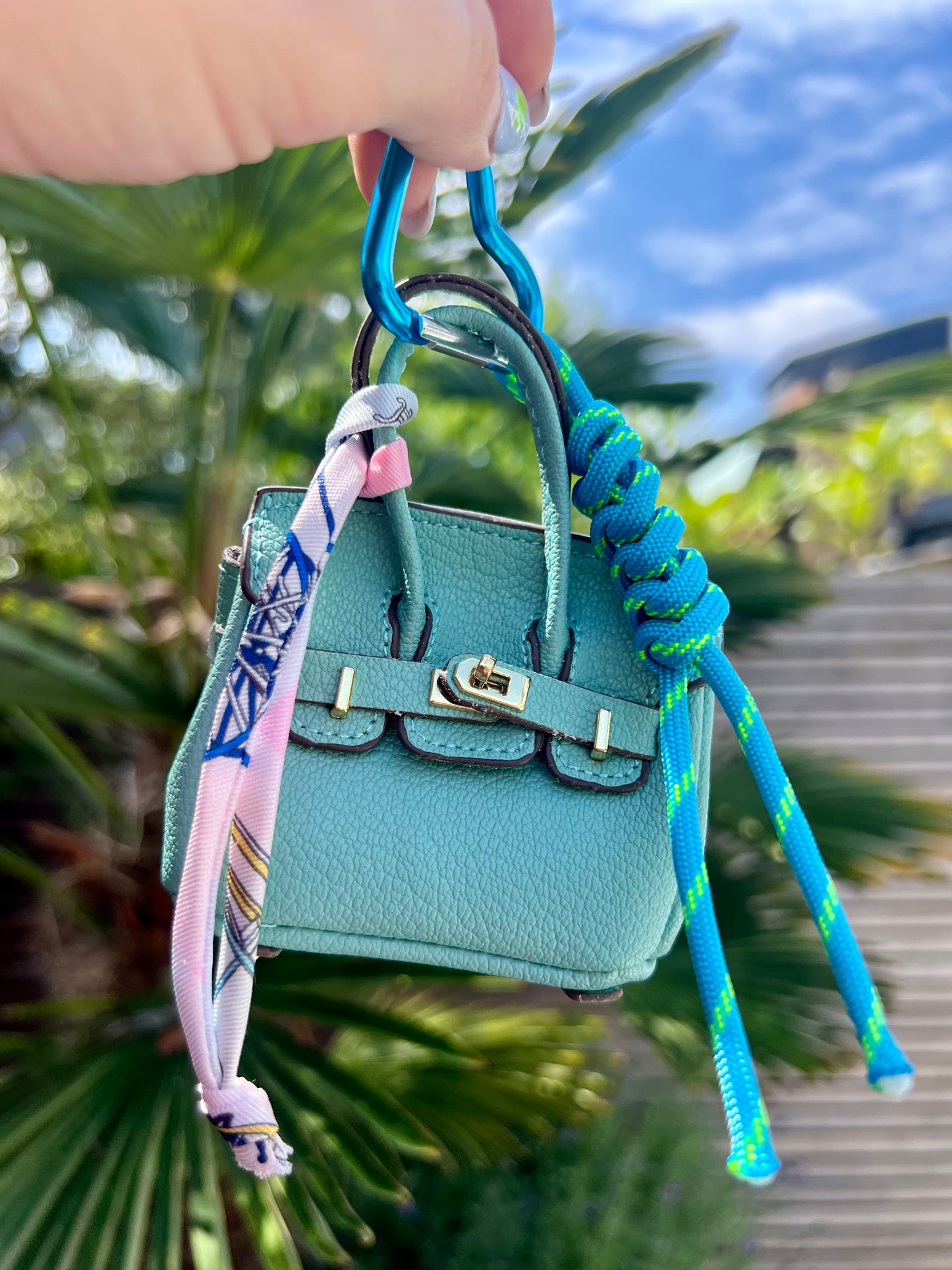 Blue Mini Birkin Bag Charm