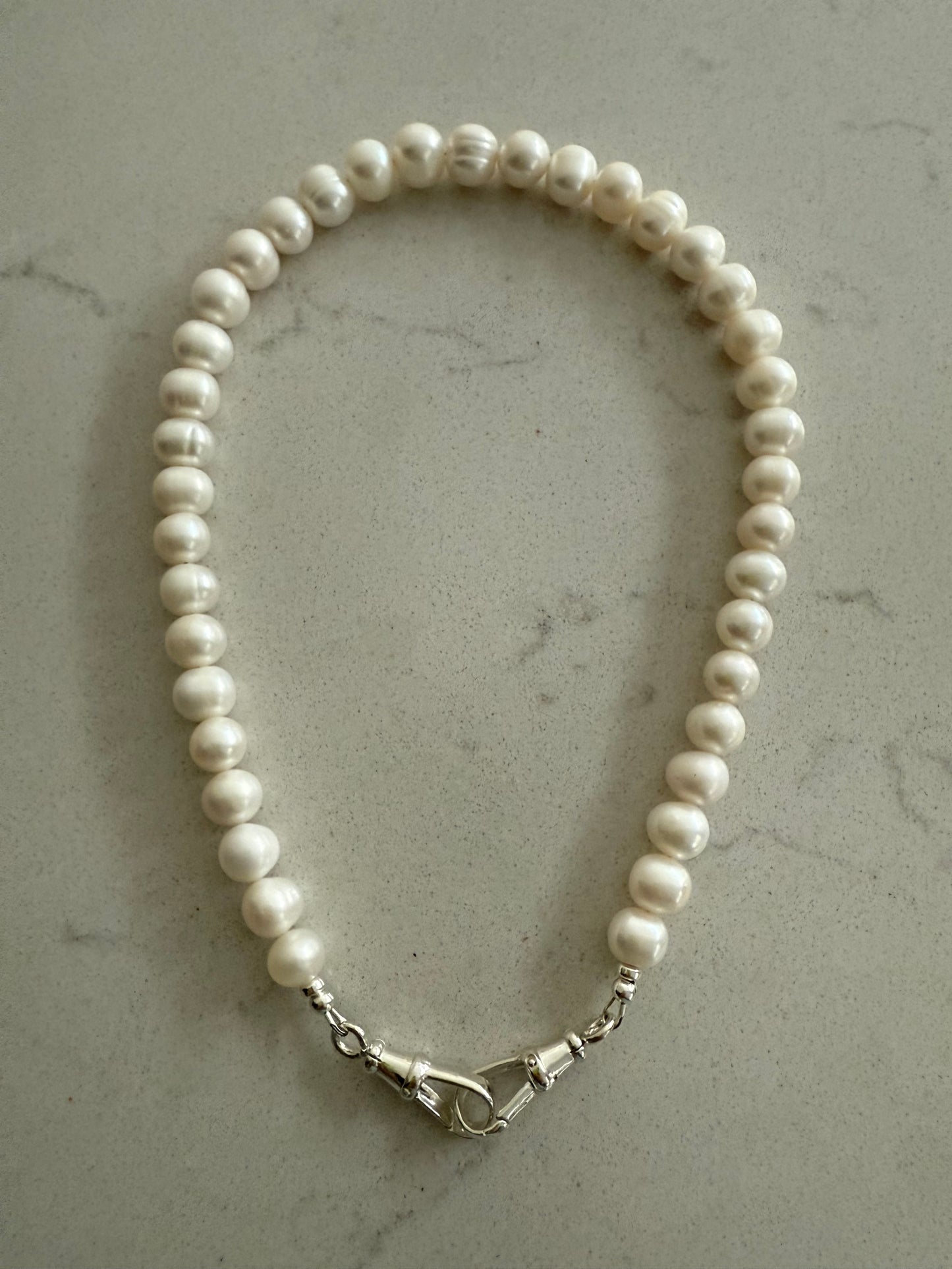 Chunky Pearl Necklace with Double Albert Clasp