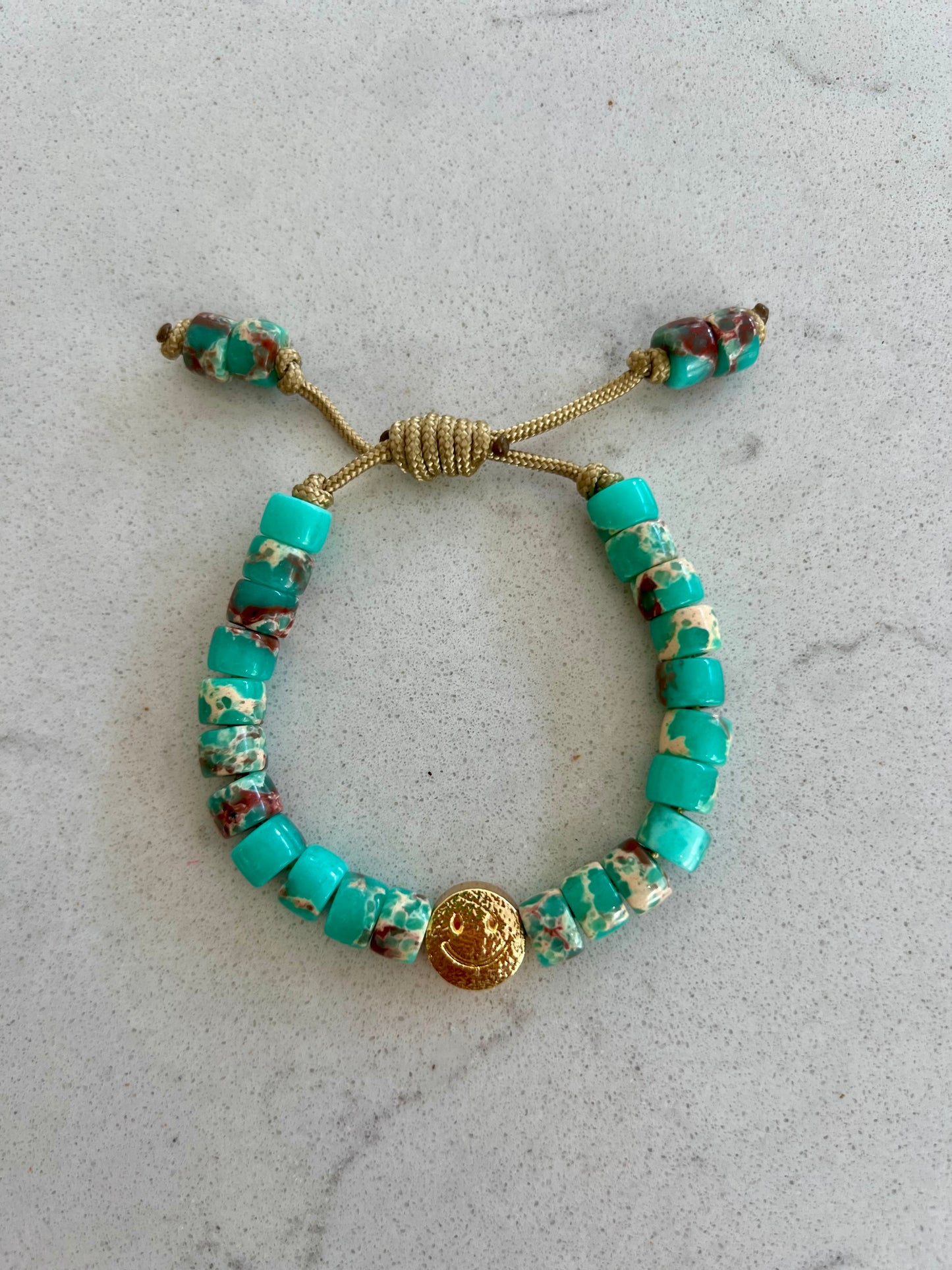 Gold Smiley Gemstone Bracelet