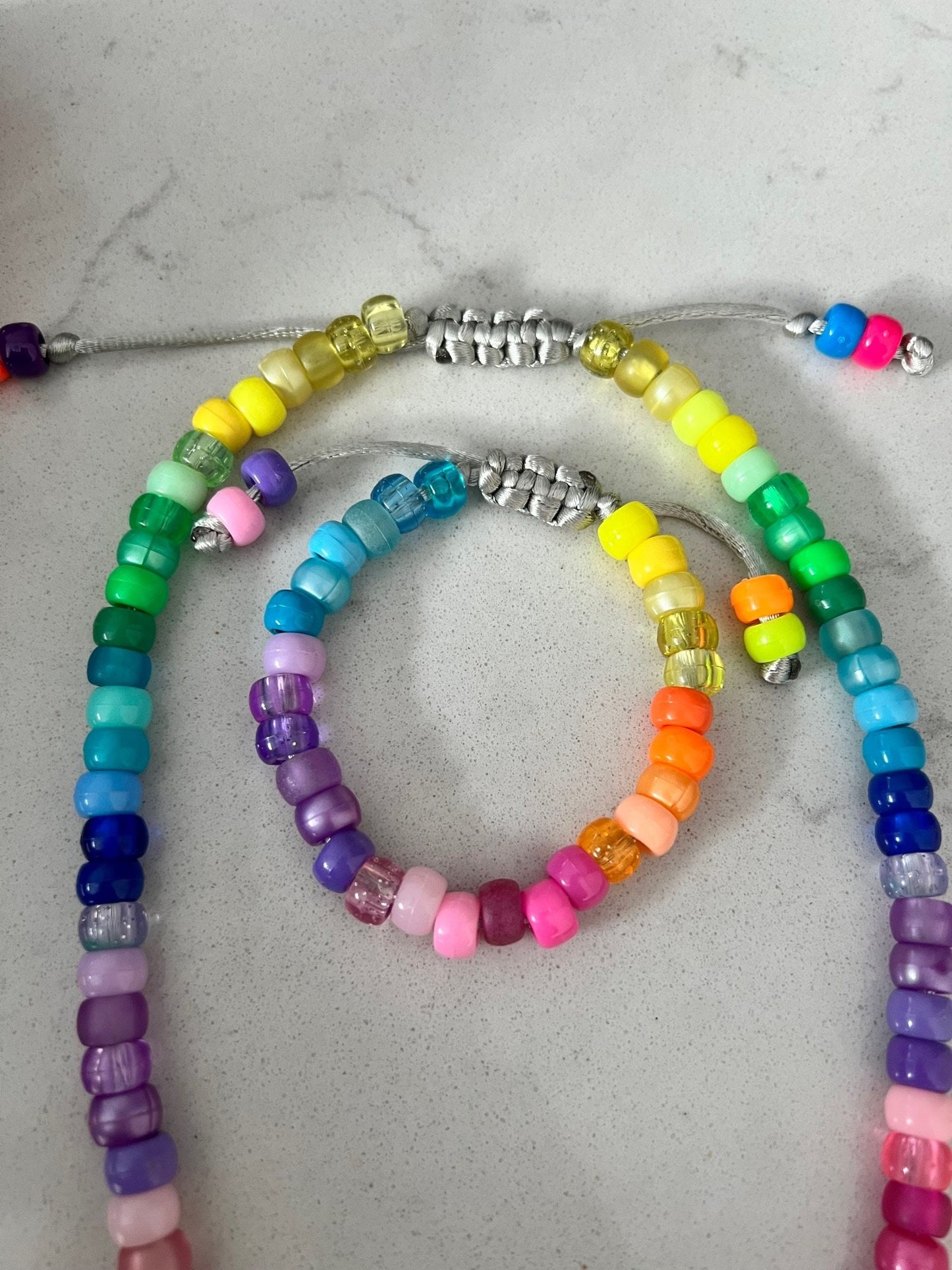 Rainbow Beaded Necklace & Bracelet Set