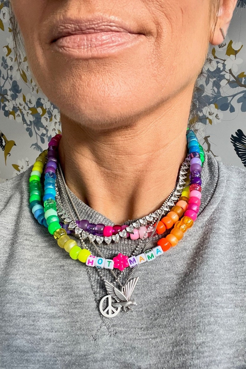 Personalised Beaded Rainbow Necklace