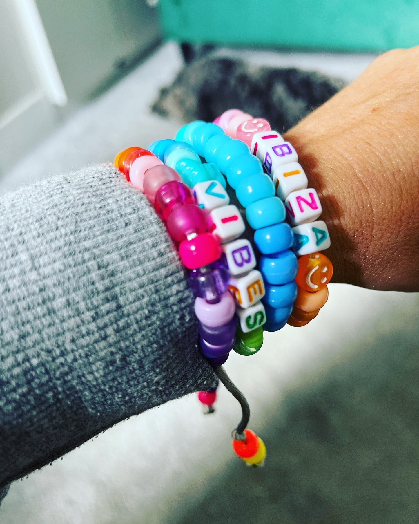 Personalised Beaded Rainbow Bracelet