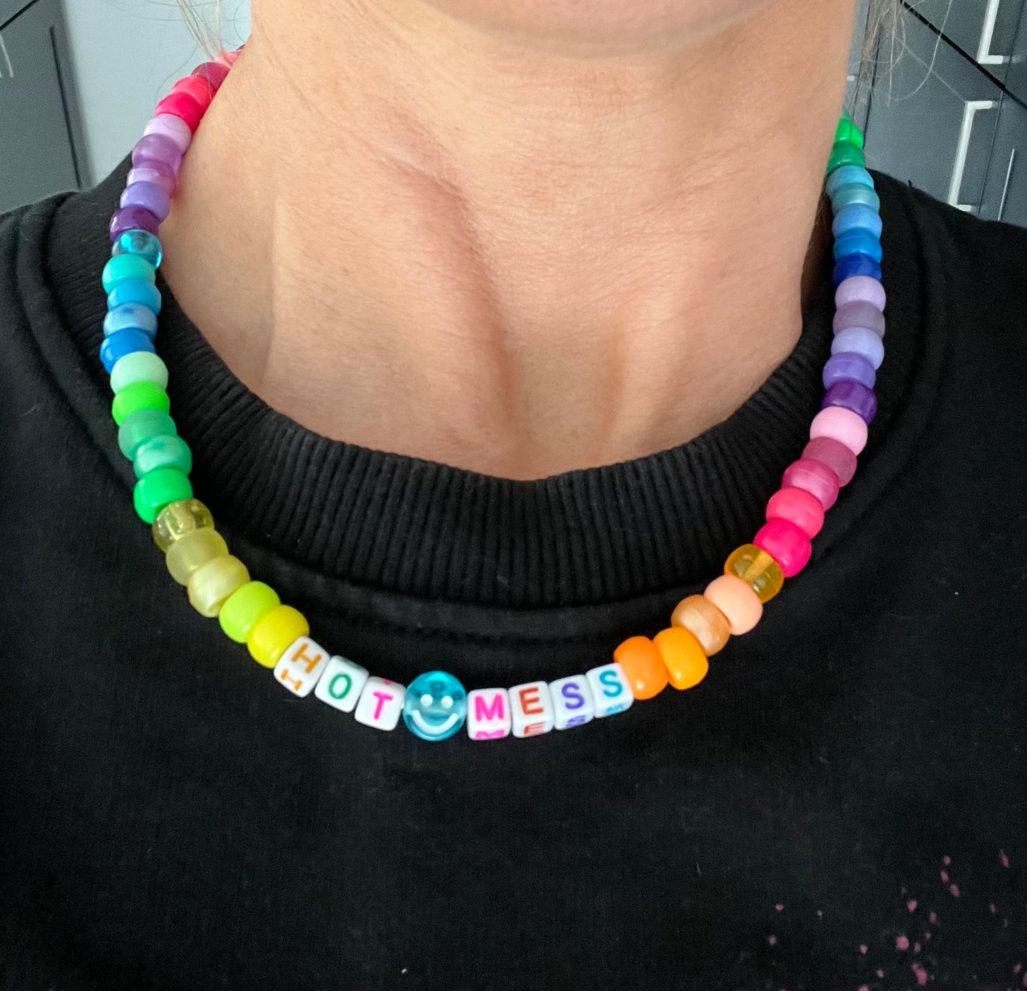 Personalised Beaded Rainbow Necklace