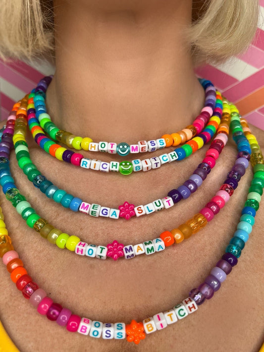 Personalised Beaded Rainbow Necklace